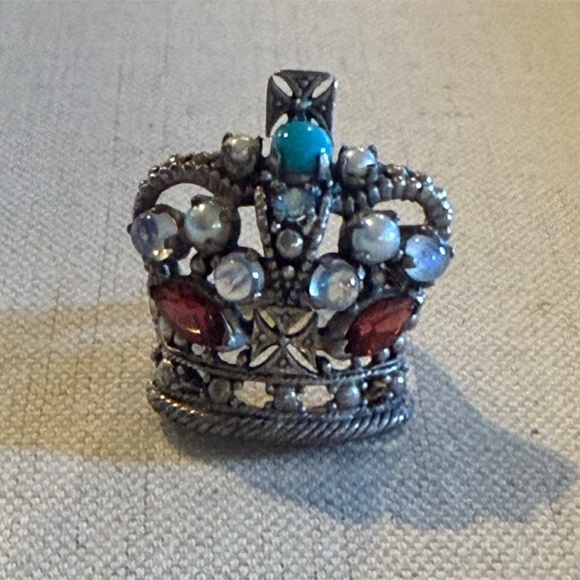 Vintage Nicky Butler 925 Sterling Silver Multi Gemstone Crown Ring Size 9 - Picture 8 of 8
